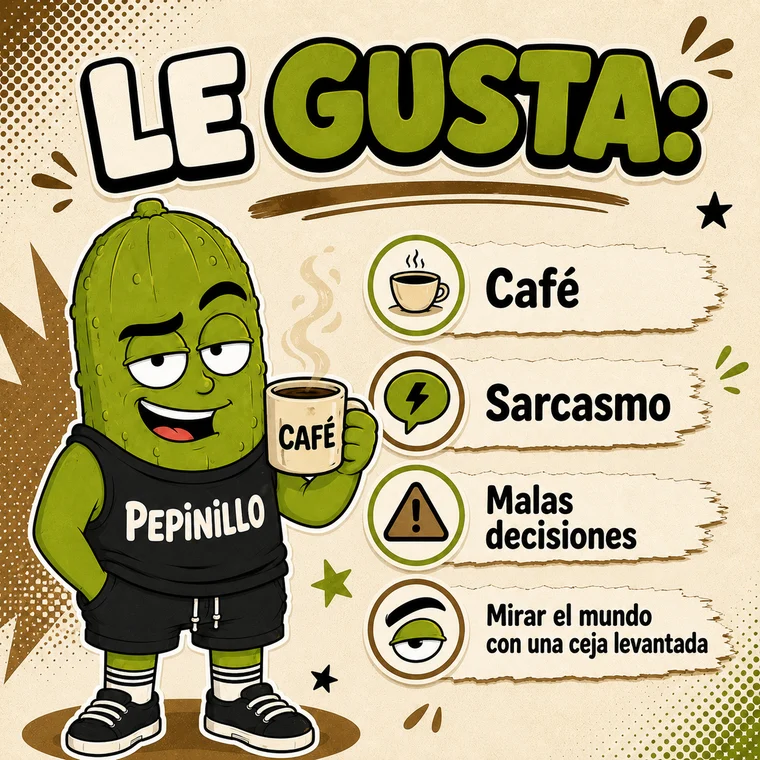 Le gusta: café, sarcasmo, malas decisiones