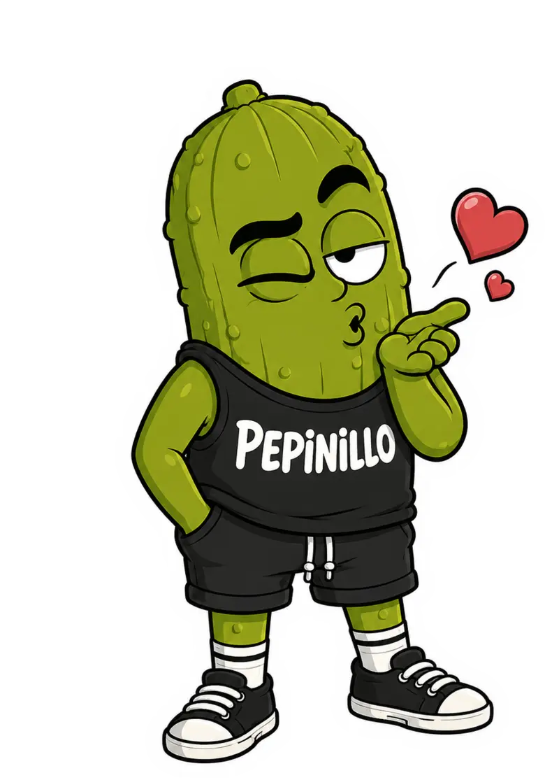 Pepinillo tirando un beso