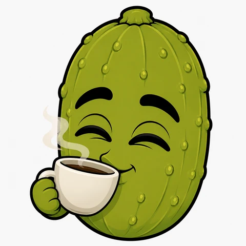 Sticker de Pepinillo con café