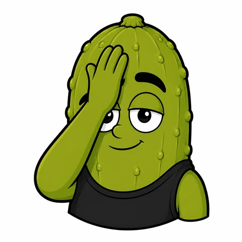 Sticker de Pepinillo con la mano en la cara